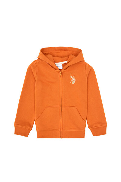 U.S. Polo Assn. Boy's Copper Zippered Hooded Knitted Cardigan 50316706-Vr182