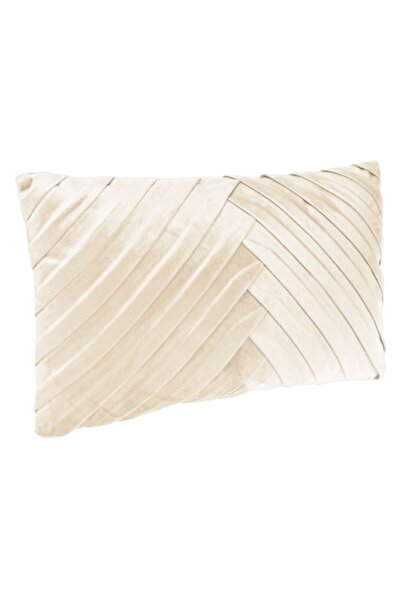 MYONNA IT & E- COMMERCE Decorative Pillow, Velvet Relief Pattern, Ecru, Size 50x30cm