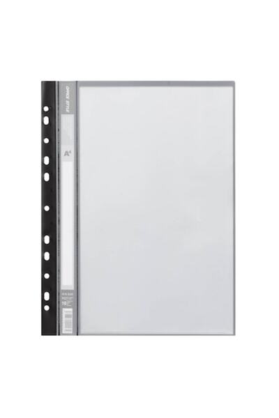 SHOPIENS Plastic A4 Folder, 10 Transparent Sleeves, Perforated Edge, Black Cover