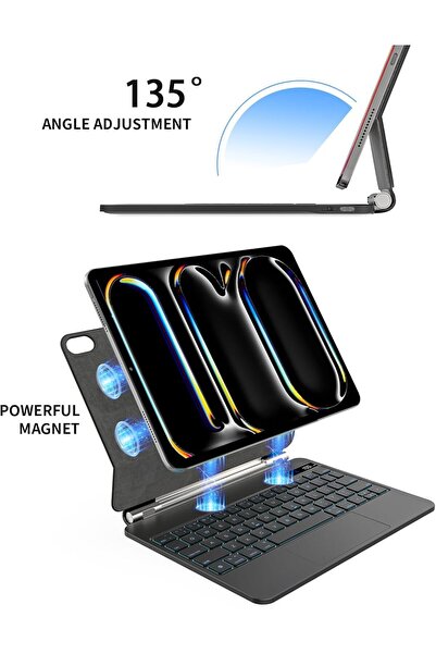 Generic Keyboard Case for iPad Pro 11 inch 2024 (M4) with Trackpad & RGB Backlit