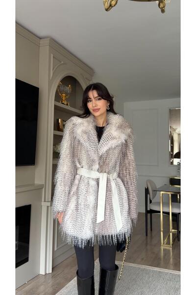 HAZELANNA Gray Mottled Feather Special Series Fur