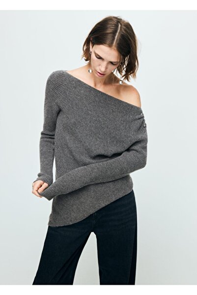 MANGO Woman Asymmetrischer Pullover mit metallisierten Details