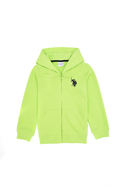 U.S. Polo Assn. Boy's Green Zippered Hooded Knitted Cardigan 50316706-Vr020