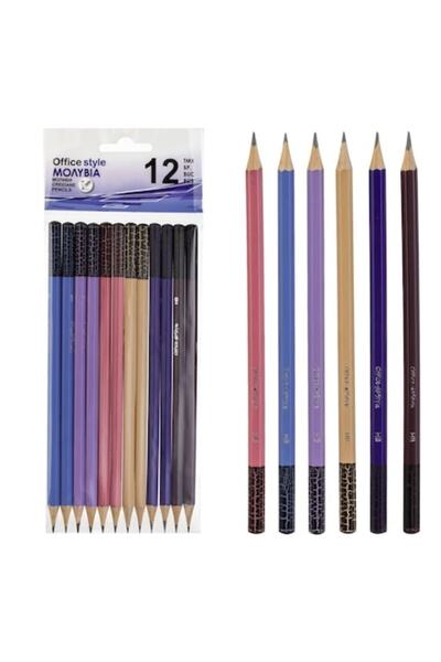 SHOPIENS Set Graphite Pencils, Office Style, HB, Multicolor, 12 Pieces - MYONNA IT & E-COMMERCE