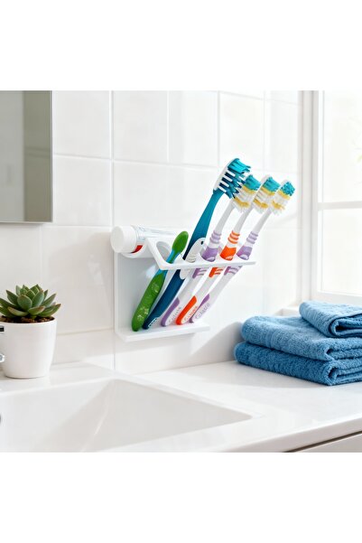 Famira Trading Fırçalık ve Macunluklu Organizer – Pratik Duvara Monte Banyo D...