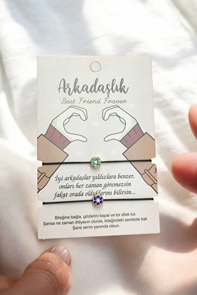 henahera accessory 2'li Arkadaşlık Bilekliği Nazar Boncuklu İp Bileklik