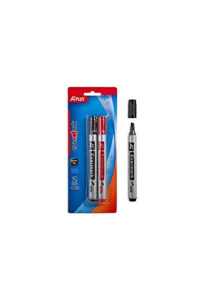 SHOPIENS Permanent Marker Set Plus, Evemark, Round Tip, 2 Pieces (Black & Red)