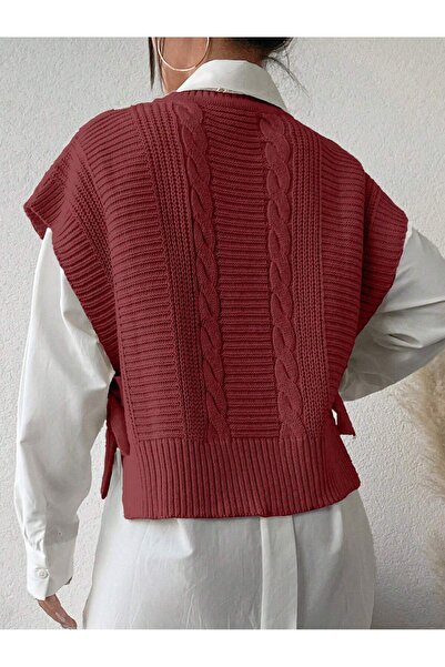 Dier Moda Жіночий трикотажний светр з регульованим візерунком і боковими зав'язками, трикотажний светр Fmoda505