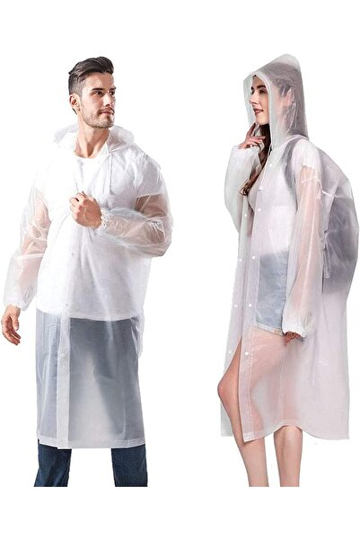Generic معطف واق من المطر للبالغين - معطف واق من المطر مقاوم للماء وقابل لإعادة الاستخدام من مادة إي في إيه مع غطاء للرأس وأكمام مرنة