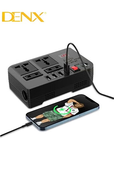Denk Car Power Inverter, 12V to 220V, High Frequency Modified Sine Wave, 300W, Multi-Port