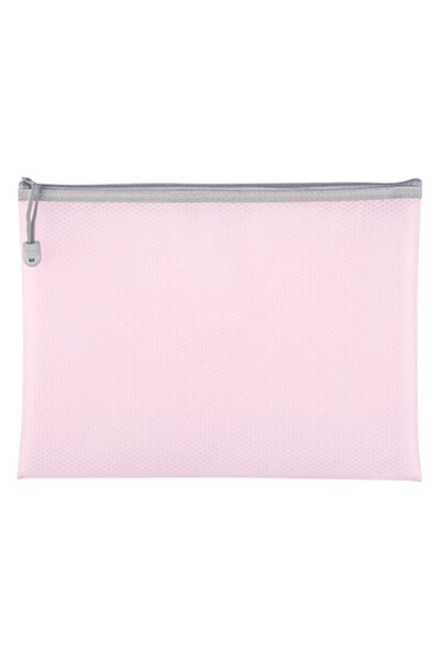 SHOPIENS Archive Zip Folder, Transparent Pink, Mesh Pattern, 33x25cm