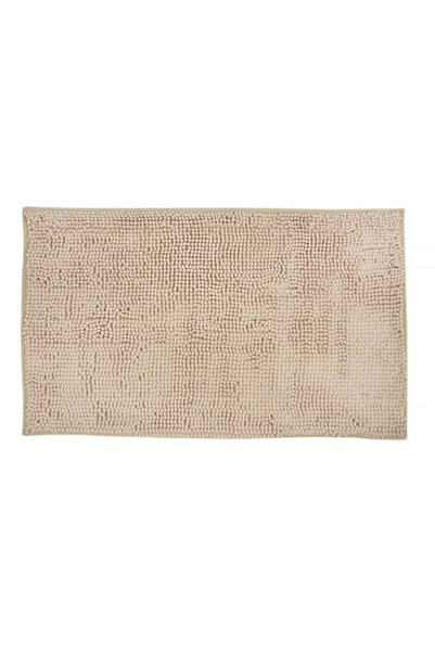 SHOPIENS Chenille Bath Mat, Ribbed, Ecru, 75x45 cm, Microfiber, Non-slip