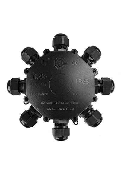 Raco IP68 Waterproof Outdoor 8-Way Junction Box M686-08, M25 Ø10–14mm, Black