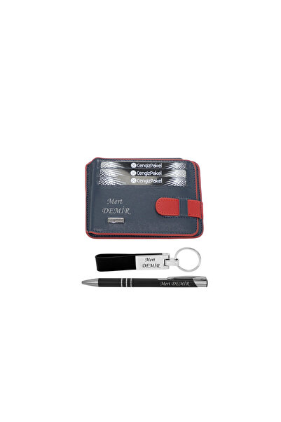 CENGİZ PAKEL İsme Özel 2404 Hakiki Deri Kartlık Kalem - Anahtarlık Hediyeli