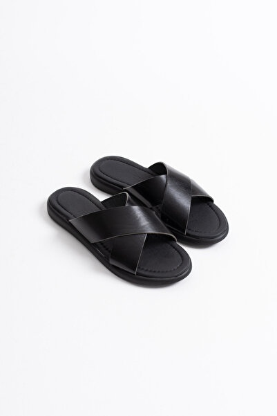 TRENDELLA Weasley Black Genuine Leather Slippers