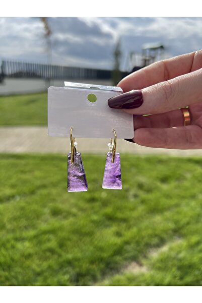 Taşmeran Ametist Doğal Taş Küpe Tky0342