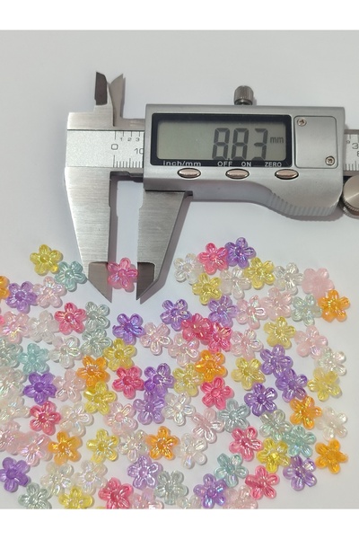 Mutlu Bujiteri Hobi Aksesuar Acrylic Janjanli Flower Beads (100 Pieces)