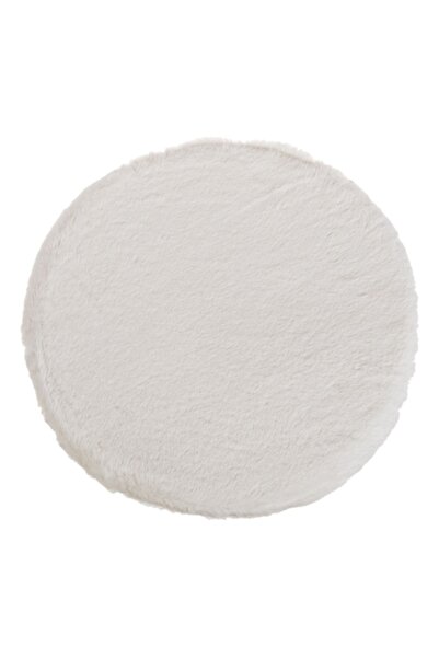 SHOPIENS Faux Fur Chair Cushion 38cm - White, Non-slip, Black Ties (MYONNA)