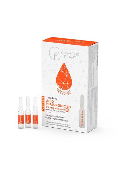 Cosmetic Plant Fiole cu acid hialuronic 4D FaceCare, 10 fiole x 2 ml