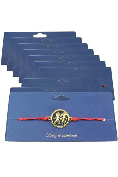 GOLD MARKET Set de 10 Mărțișoare (stil Brățară Aurie) - Oțel Inoxidabil și Textil, pe Carton - Copii