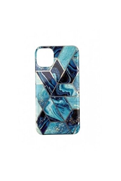 GOLD MARKET Carcasă de protecție pentru Apple iPhone 12 Mini - Soft IMD TPU Marble Geometric Blue