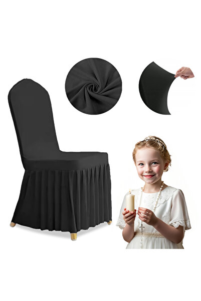 Other Husă premium neagră pentru scaun de banchet cu volane