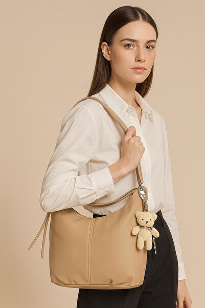 AVCA Women's Faux Leather Adjustable Shoulder Strap Teddy Bear Shoulder Bag That Can Be Used as a Shoulder or Backpack