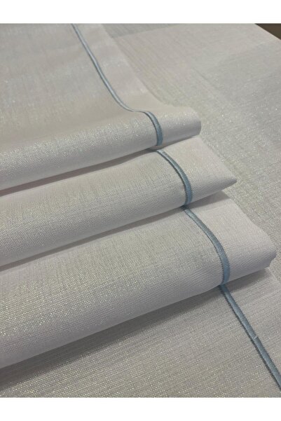 Zeren Home Polyester Linen Dowry Piko Wrap Detailed Runner 40 X 160 - 1 Piece - White Glitter