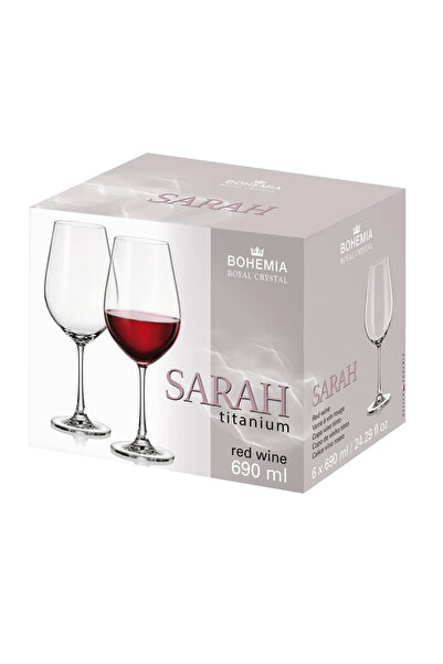 Bohemia Royal Crystal Set of 6 Bohemia crystal glasses Sarah Titanium 690 ml