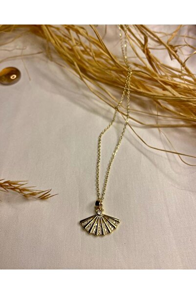 Velora Accessories Çelik Yelpaze Kolye Taşlı