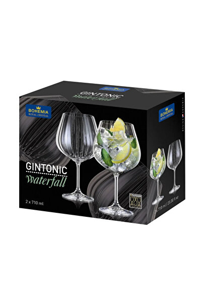 Bohemia Royal Crystal Set of 2 Bohemia Crystal Gin & Tonic Waterfall Glasses 710ml