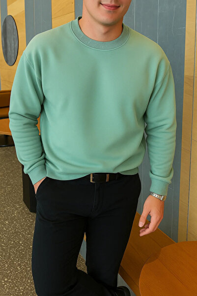 COMBİNE MİCHAİL Men's Relax Fit Winter Çağla Basic Sweater