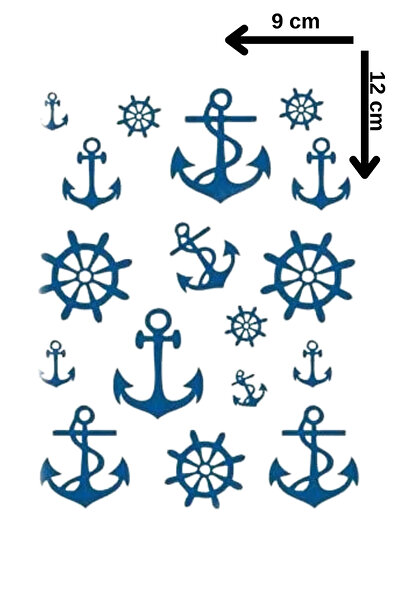 Barly 30 Gün / 1 Ay Kalıcı Çapa Figürlü 12 Saat Sonra Kararan Geçici Dövme Ta...