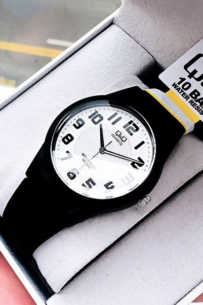 Q&Q 10 Atm Water Resistant Black Color Silicone Cord Original Men's Wristwatch - Gift Bracelet Qqeg2002C6