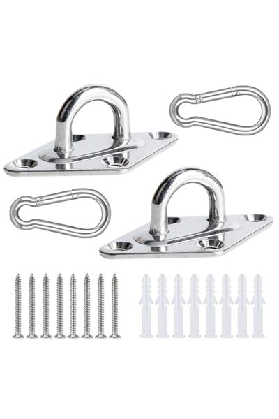 Generic طقم تعليق أرجوحة شديد التحمل مكون من مجموعتين، حامل أرجوحة من الفولاذ المقاوم للصدأ للتركيب على الحائط/السقف، الحائط/السقف