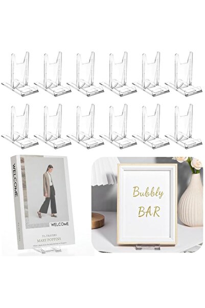 Generic YelaJoy 12-Pack Adjustable Acrylic Display Stands | Clear Book, Purse...
