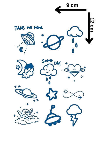 Barly 30 Gün / 1 Ay Kalıcı Karışık Figürlü 12 Saat Sonra Kararan Geçici Dövme...