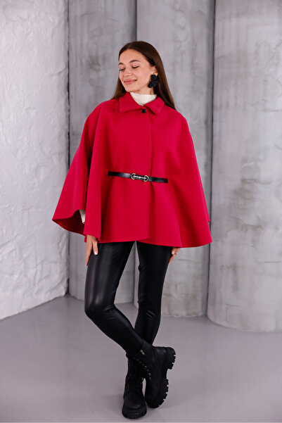 Modayıldızlar Stylish Design Women's Belted Poncho Pink