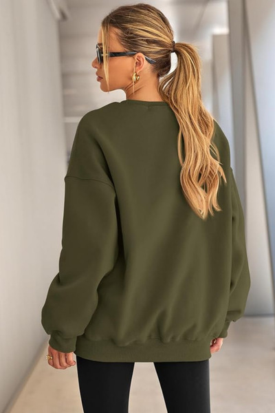 GENIUS STORE Kadın Sweatshirt Oversize Geniş Kalıp İçi Şardonlu Bisiklet Yaka Oversize Sweatshirt KA