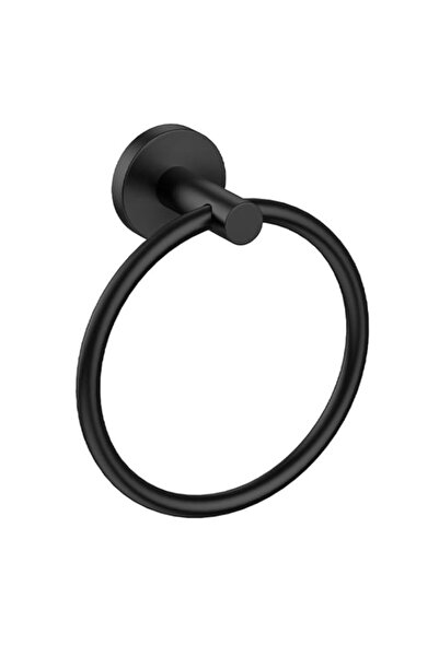 Generic حلقة منشفة سوداء غير لامعة من USHOWER، حامل منشفة يد للحمام مثبت على الحائط، مصنوع من الفولاذ المقاوم للصدأ 304 المتين