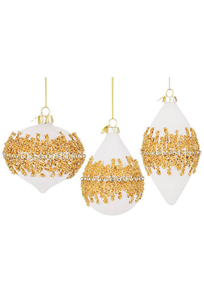 Bizzotto Set of 6 Luxury White Baubles