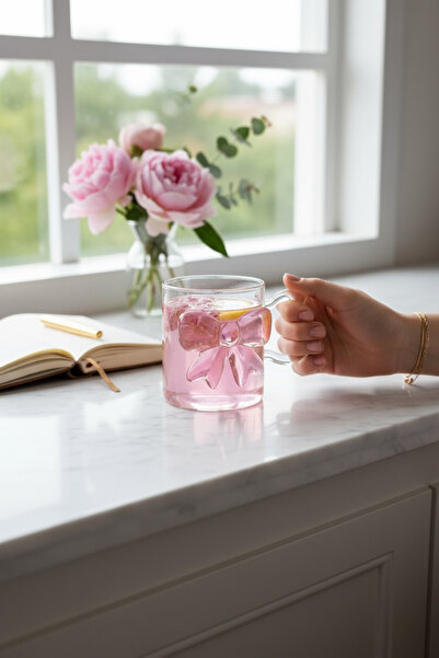 zezedesing Pink Bow Ribbon Figured Glass Cup Mug Gift