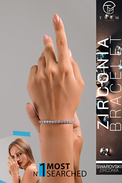 Twem Silver سوار من حجر الزركونيا على شكل سماء الليل |   نمط خريطة النجوم