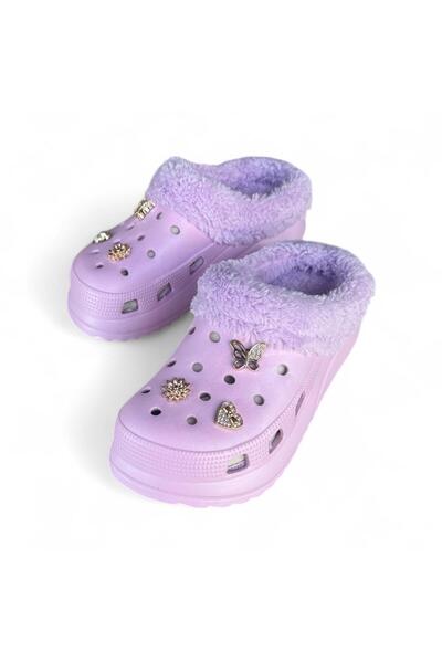 AkınalBella نعال نسائية من الصوف بقاعدة عالية مزينة بالأحجار