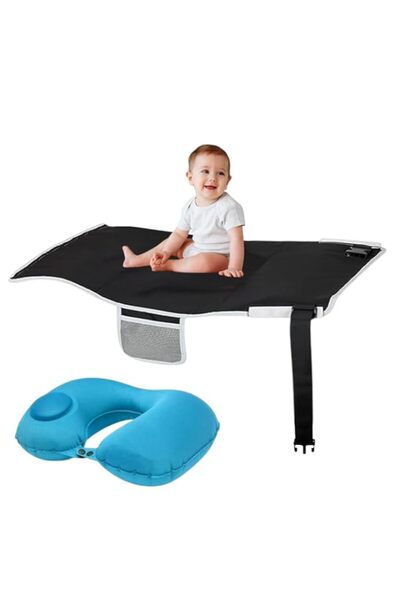 Generic سرير سفر للأطفال على متن طائرة مزود بوسادة رقبة قابلة للنفخ - مساعد نوم محمول للأطفال الصغار على مقعد الطائرة
