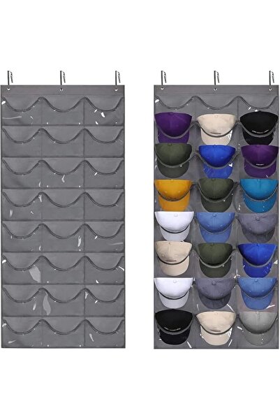 Generic Baseball Hat Rack, 24 Pocket Over The Door Cap Organizer with Clear D...