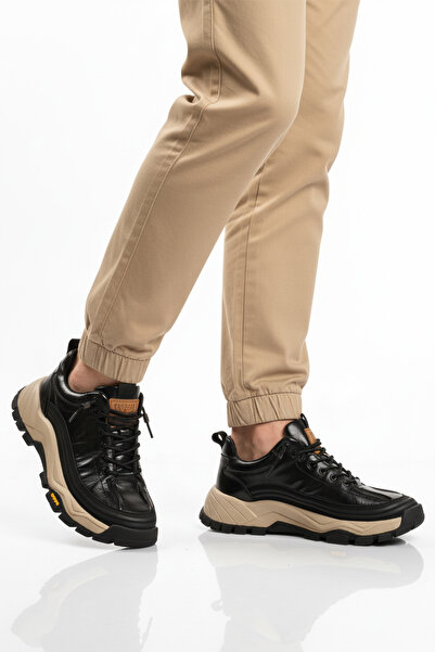 Guja Black Genuine Leather Lace-Up Men's Sneaker 25K570 m