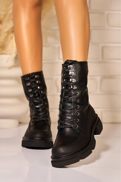 Joana Ghete negre pentru femei, din piele ecologică, mărimea 40