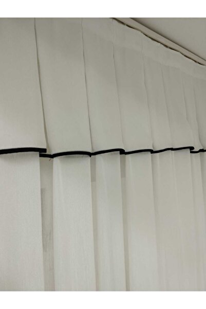 CEMRE Tül İpek Bambu Siyah Biyeli Farbelalı Tüm odalara İdeal Tasarım 1/3 Sık...