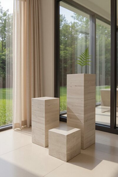 NAİADCOLLECTİONS Traverten Dekoratif Modüler Küp Orjinal